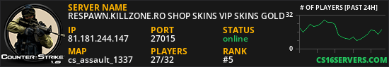 RESPAWN.KILLZONE.RO SHOP SKINS VIP SKINS GOLD
